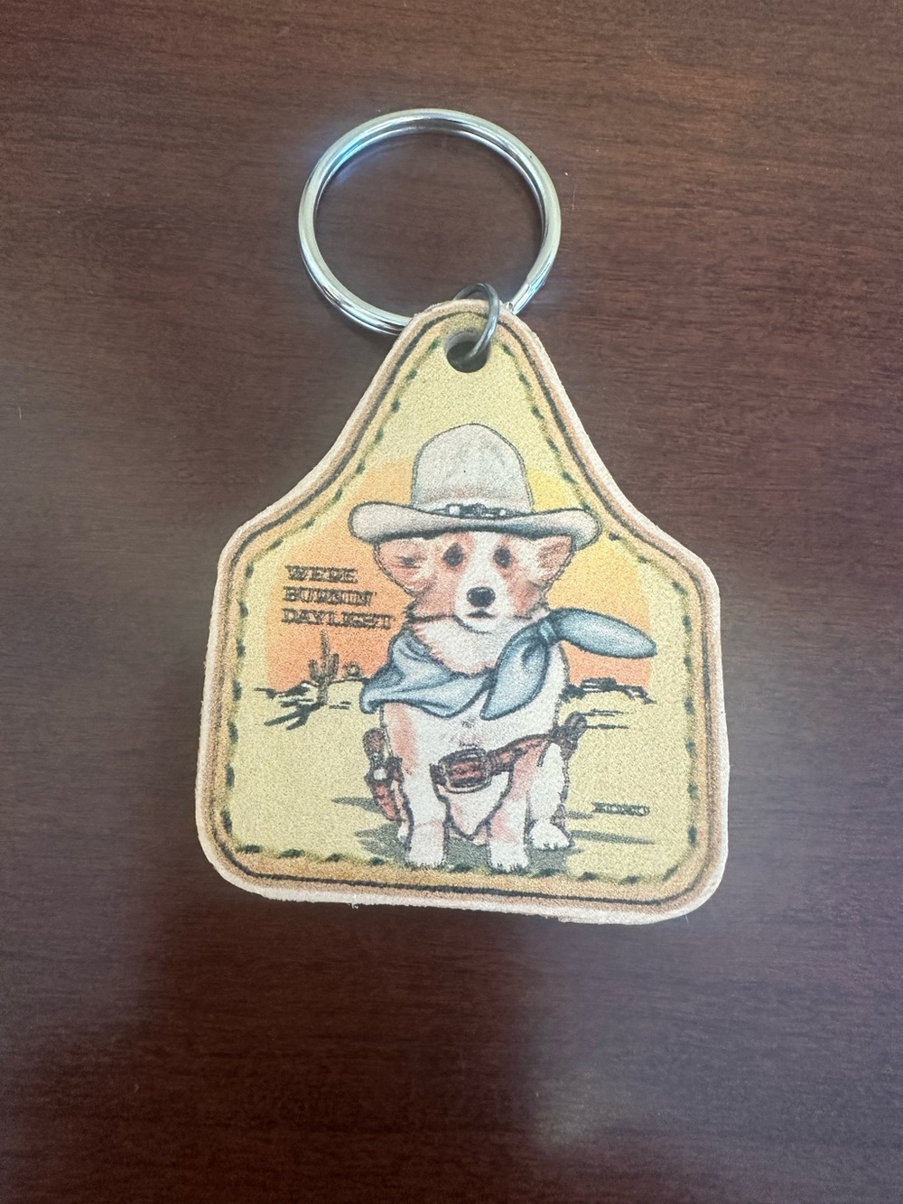 Yellow Cowboy corgi Keychain Pet Accessory